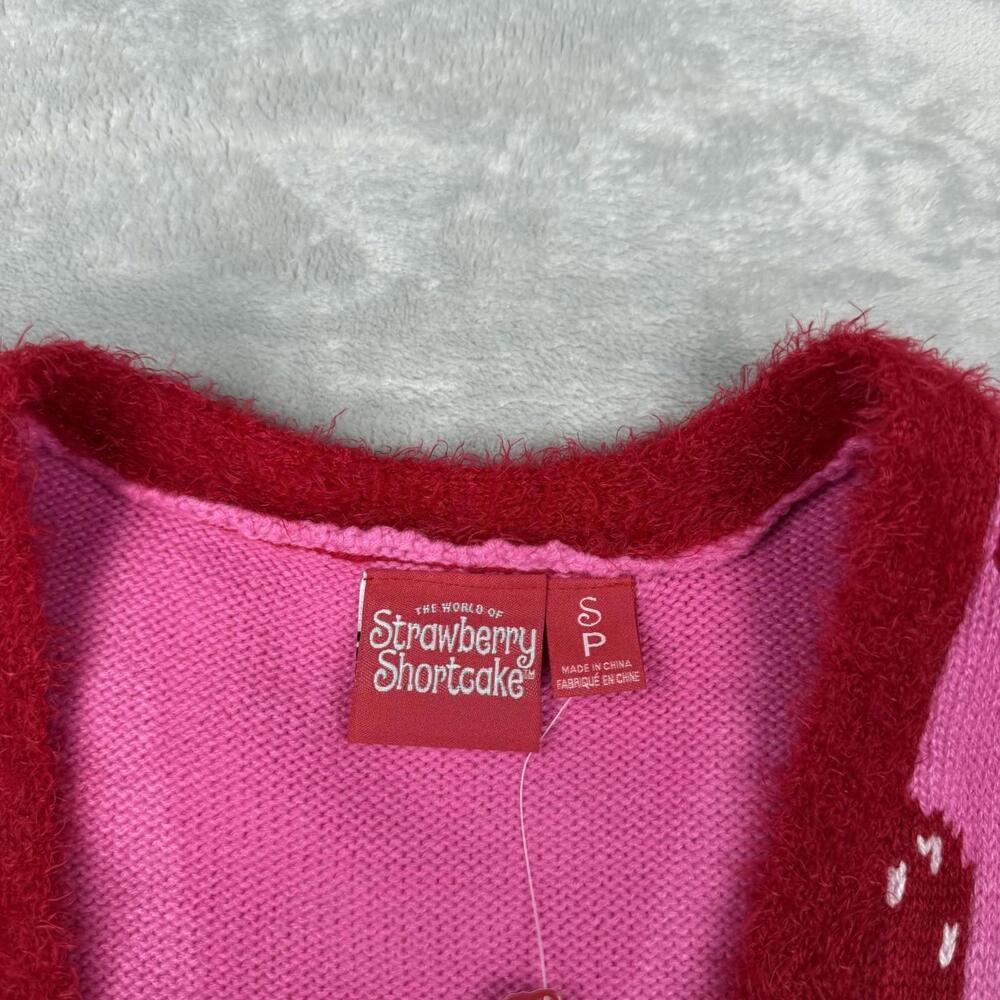 NWT Strawberry Shortcake Knit Vest Pink Y2K Heart Valentine Girlhood Wmns Size S - Picture 7 of 9